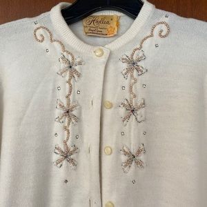 1960’s Vintage Cream Sweater with rhinestones